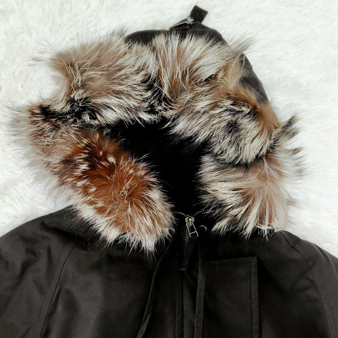 【大きいサイズ】23区　モッズコート　黒　フォックスファー　48