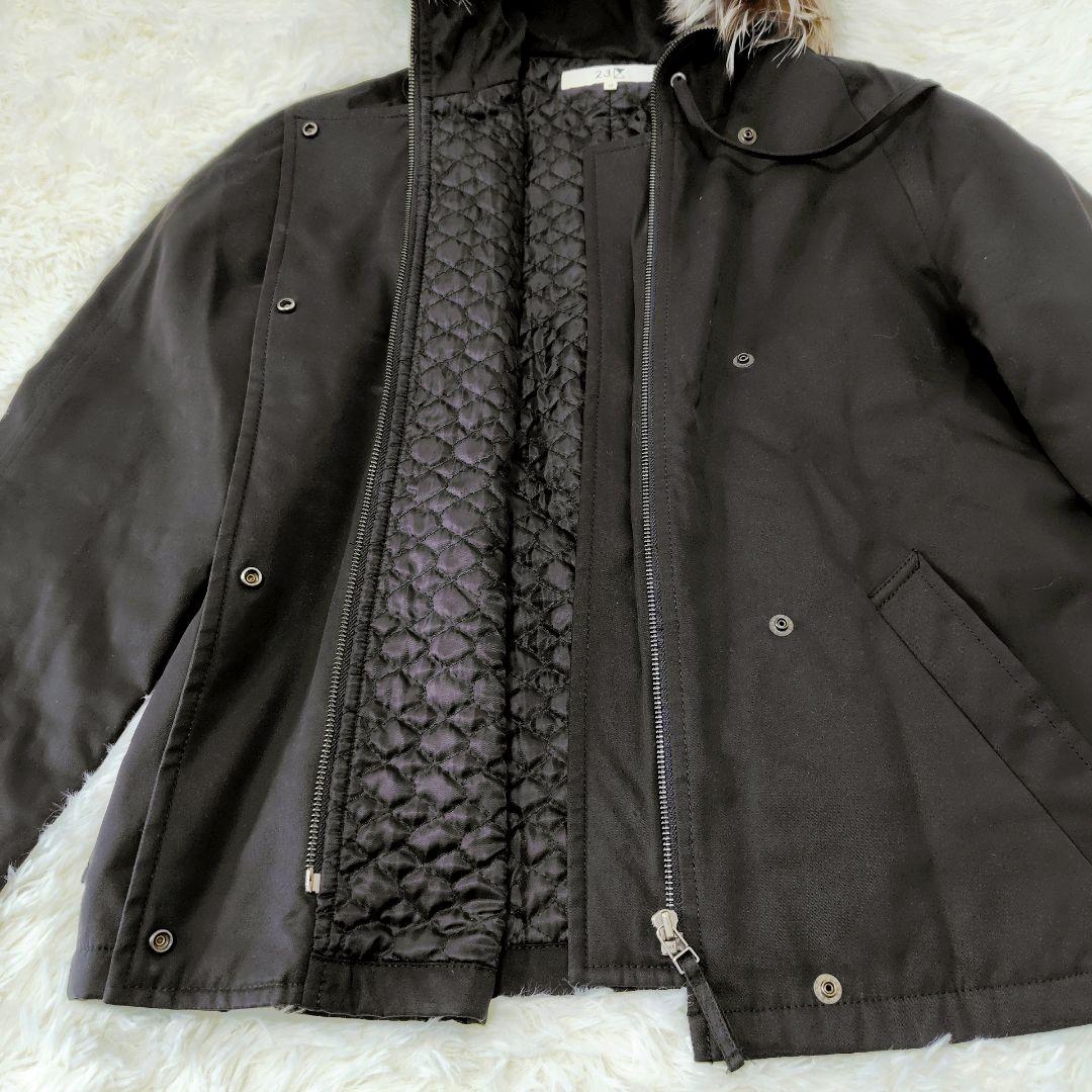 【大きいサイズ】23区　モッズコート　黒　フォックスファー　48