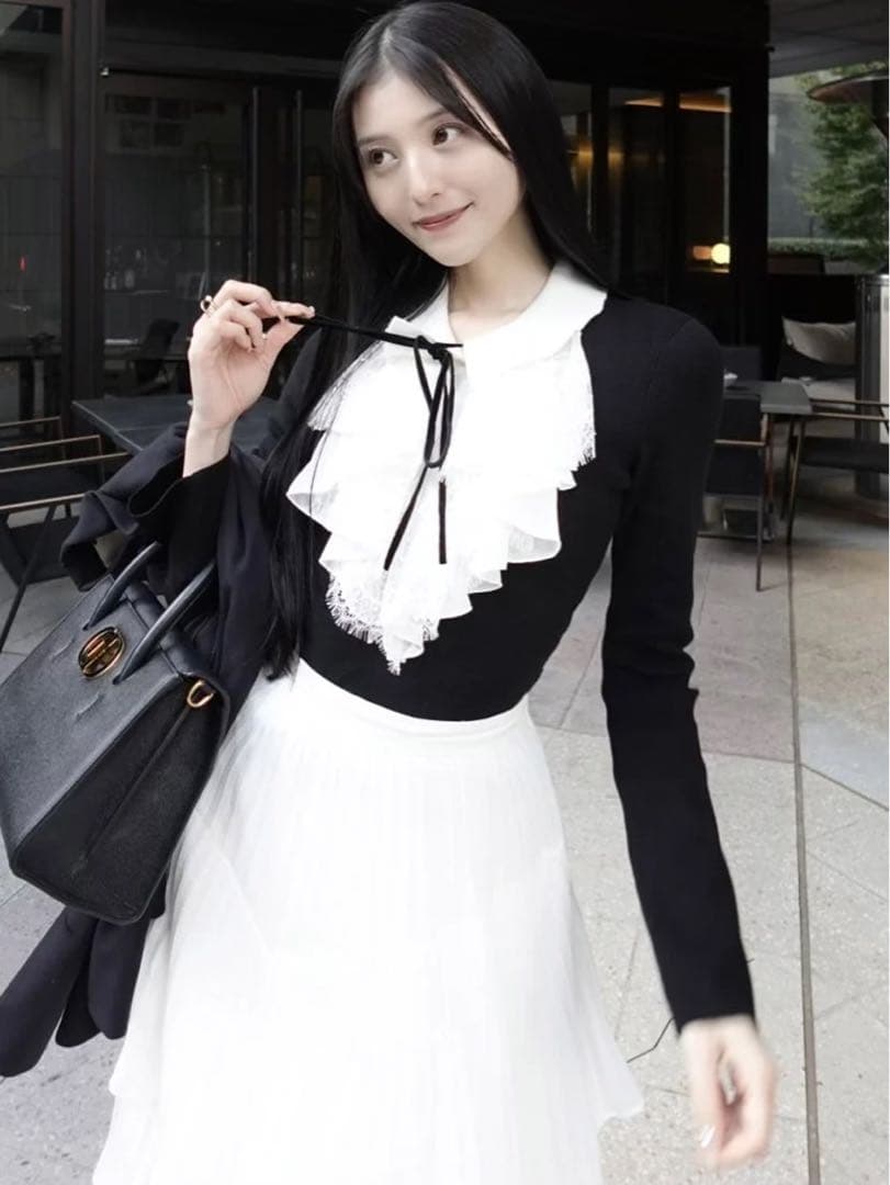 Sustainableレイヤードラッフルニットプルオーバー SNIDEL