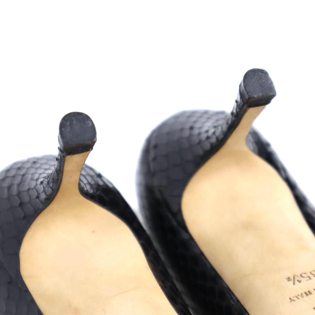 美品 Jimmy Choo ブラックリアルパイソン Pトゥ パンプス 35.5