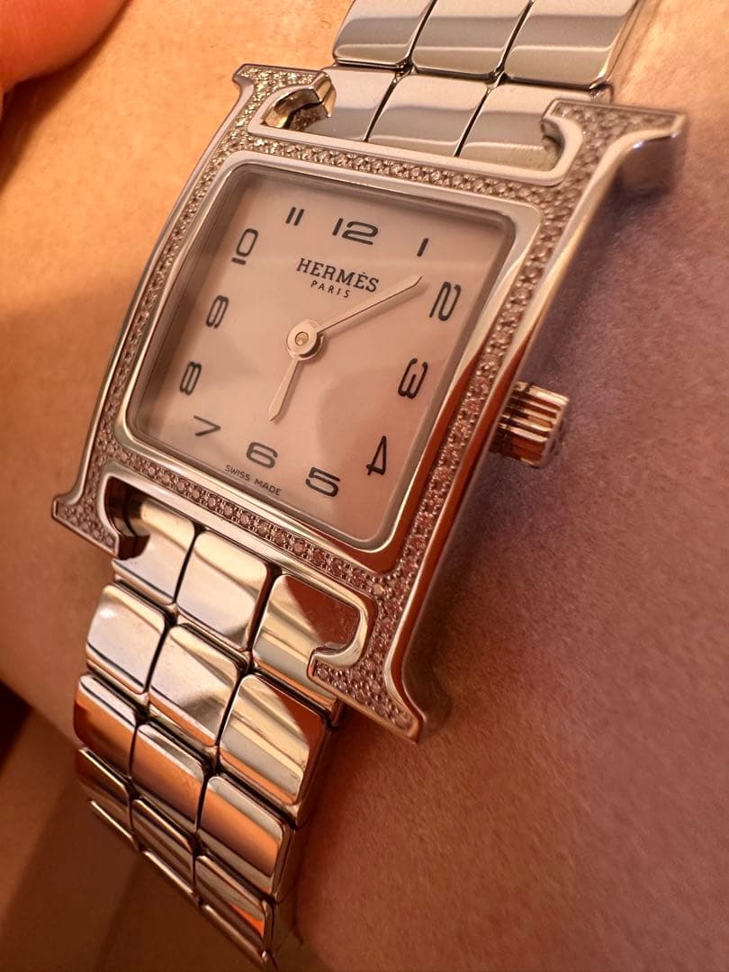 HERMESエルメスレディースウォッチHウォッチダイヤ付き新品未使用金属ベルト