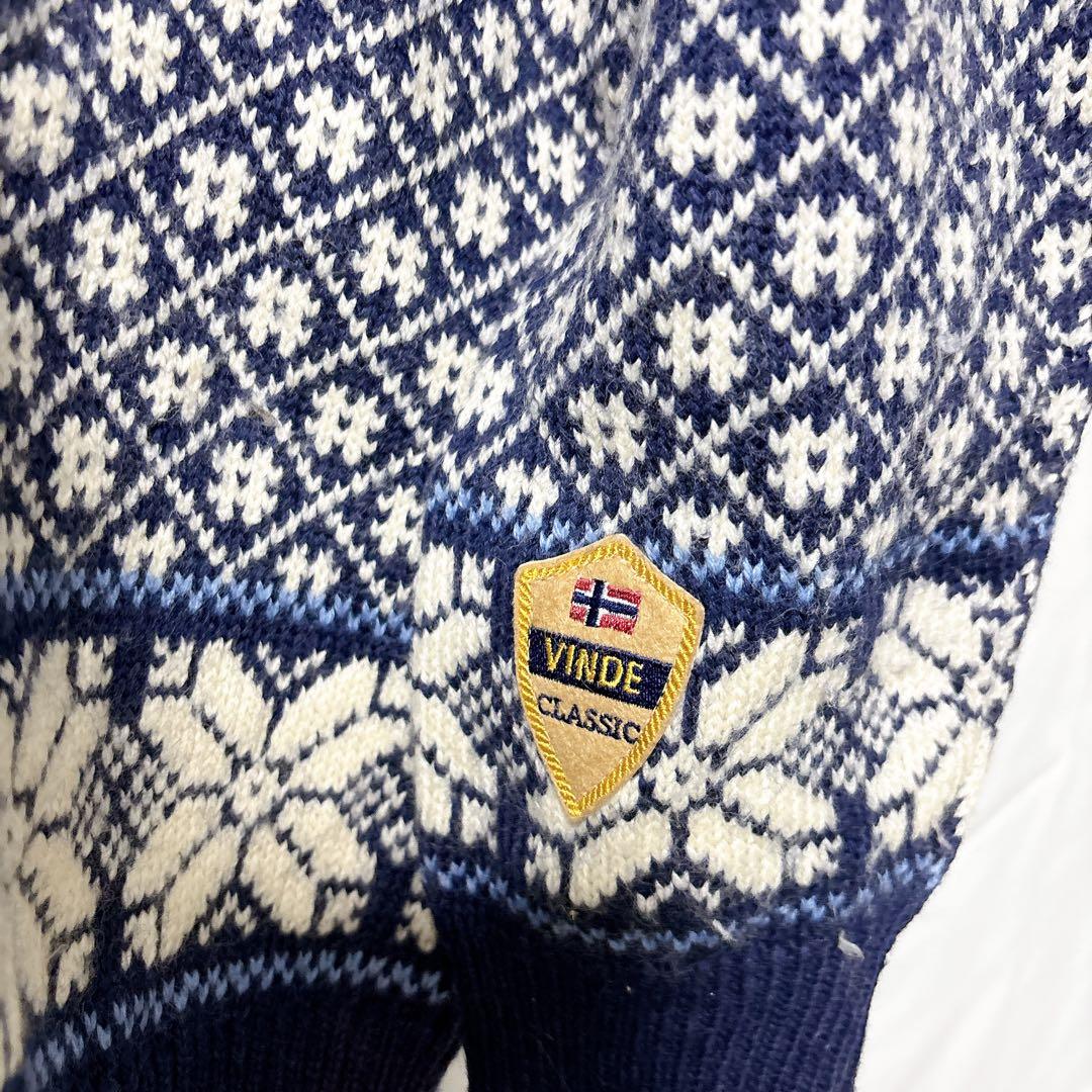 NORWAY製【XL】ノルディック柄ウールニットフック留めWIND FJORD