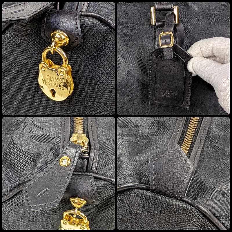 【美品】ジャンニヴェルサーチ ボストンバッグ ロゴ総柄 メデューサ ナイロン