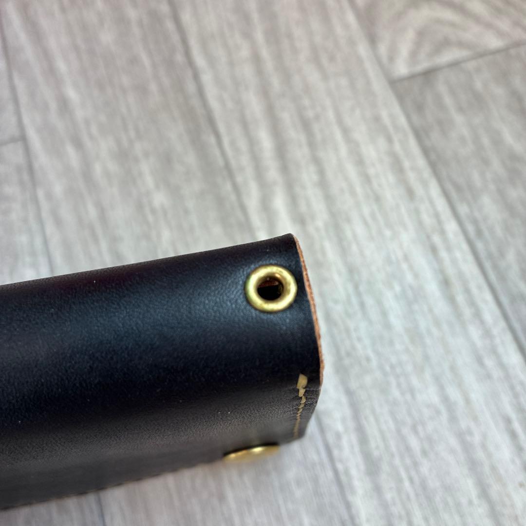 【茶芯ブラック】トラッカーウォレット　ロング　真鍮　三層