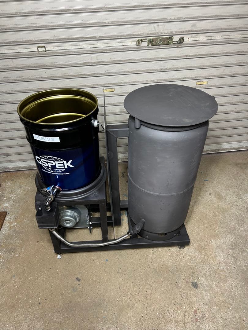 鍛冶工のプロが製作 廃油 ストーブ スライド蓋 キャスターロック付 送料無料