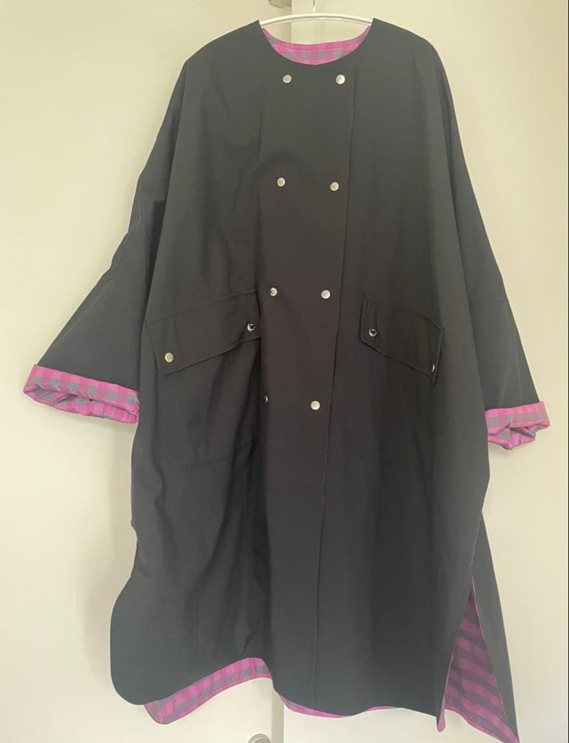 ロージーモンスター リバーシブルチェックレインポンチョコート