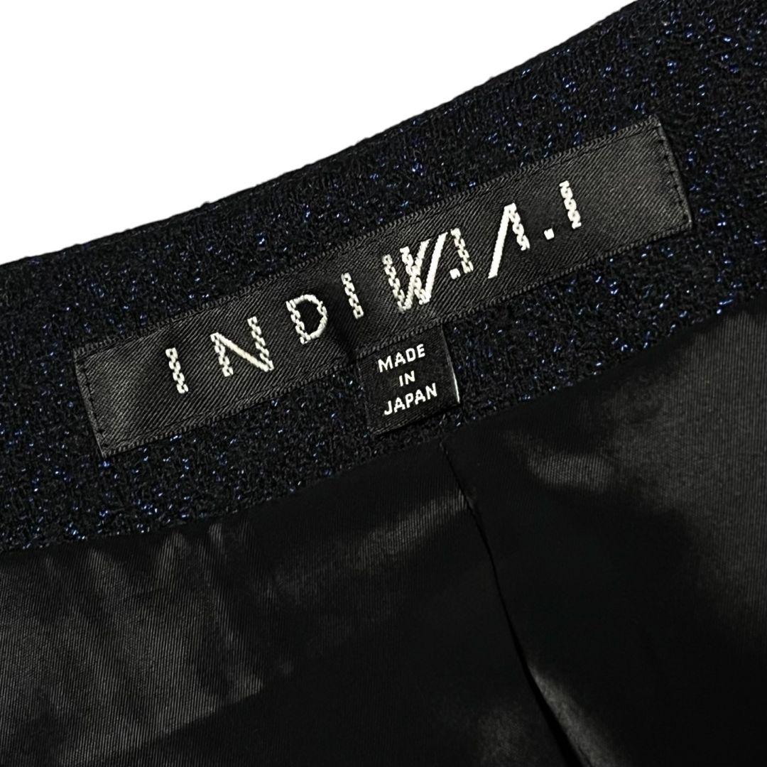 【大きいサイズ】【44】INDIVI ノーカラー パンツスーツセットアップ