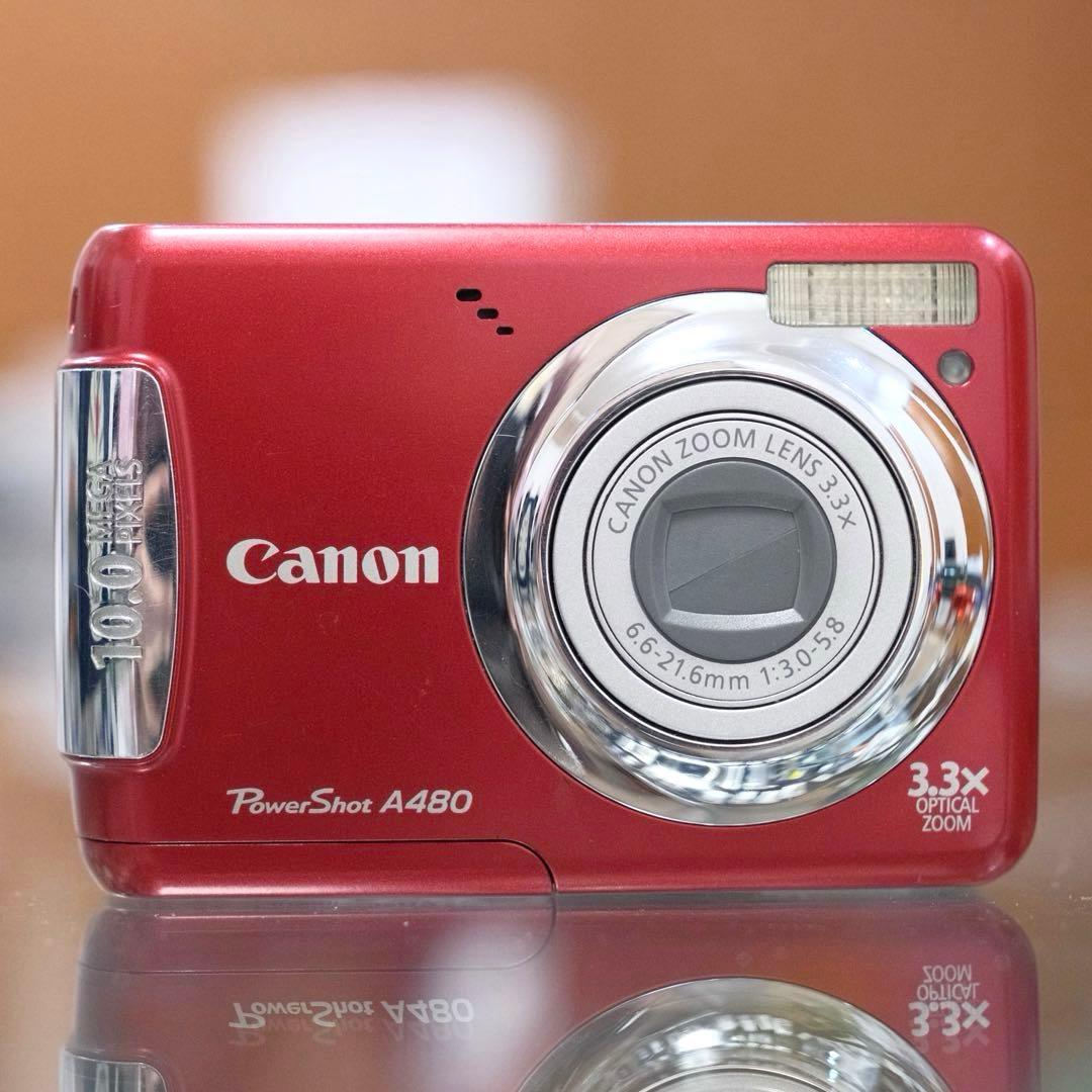 名機 動作品 平成レトロ CCD Canon PowerShot A480 赤