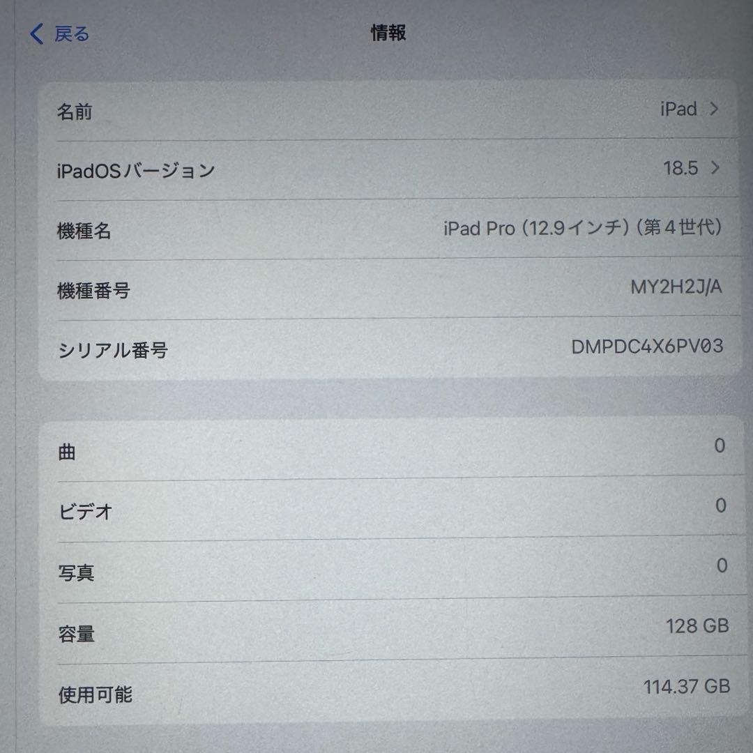 iPadpro 12.9インチ 4世代128gb スペースグレー wifi