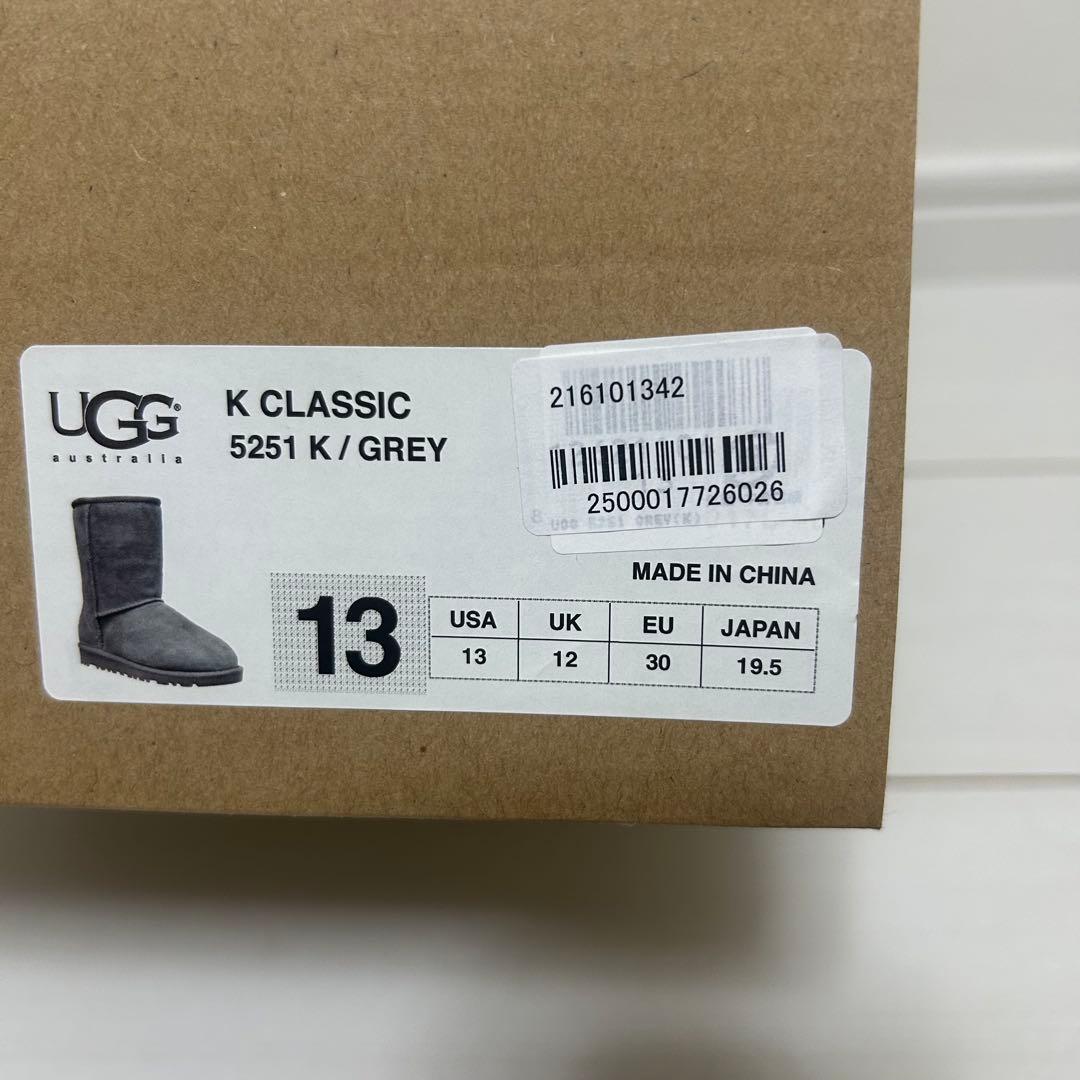 【正規品】 ugg アグ ムートン 19.5cm 女の子 男の子 ブーツ グレー