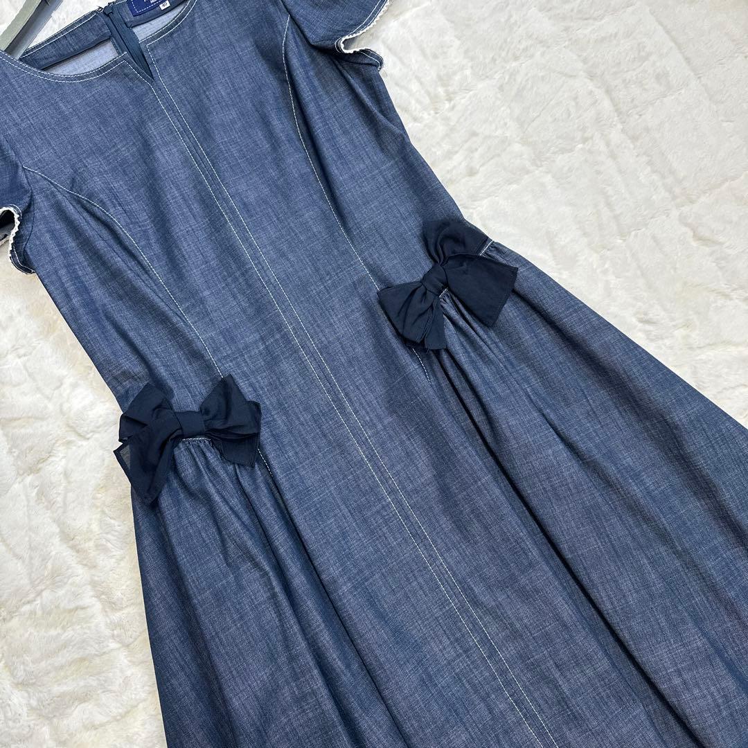 エムズグレイシー リボン 半袖 デニム ワンピース サイズ40