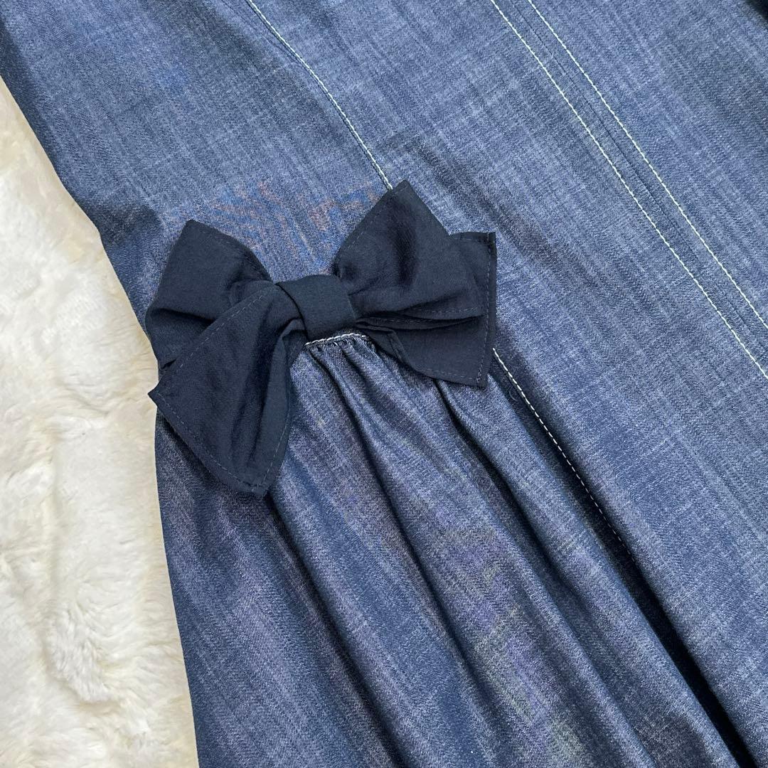 エムズグレイシー リボン 半袖 デニム ワンピース サイズ40