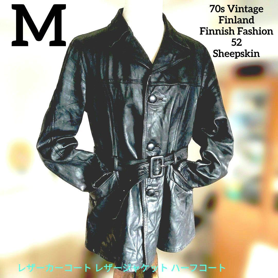 70s Vintage レザーハーフコート レザージャケット カーコート