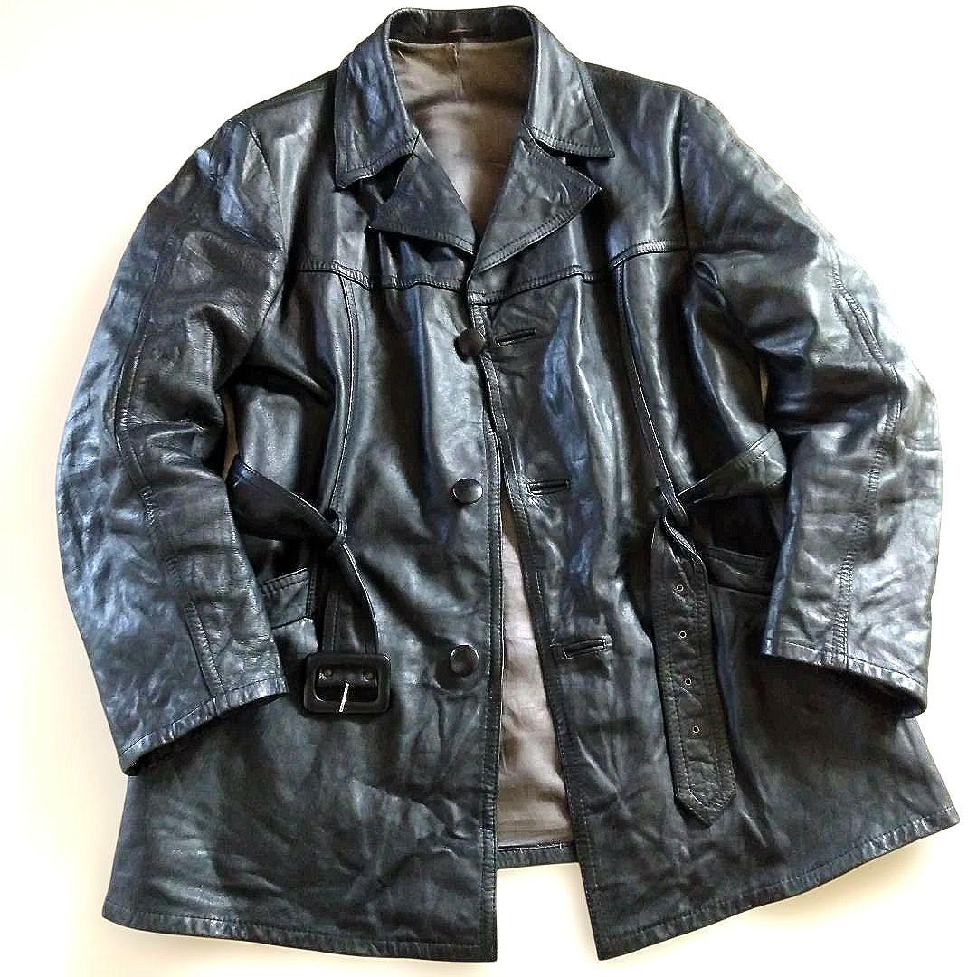 70s Vintage レザーハーフコート レザージャケット カーコート