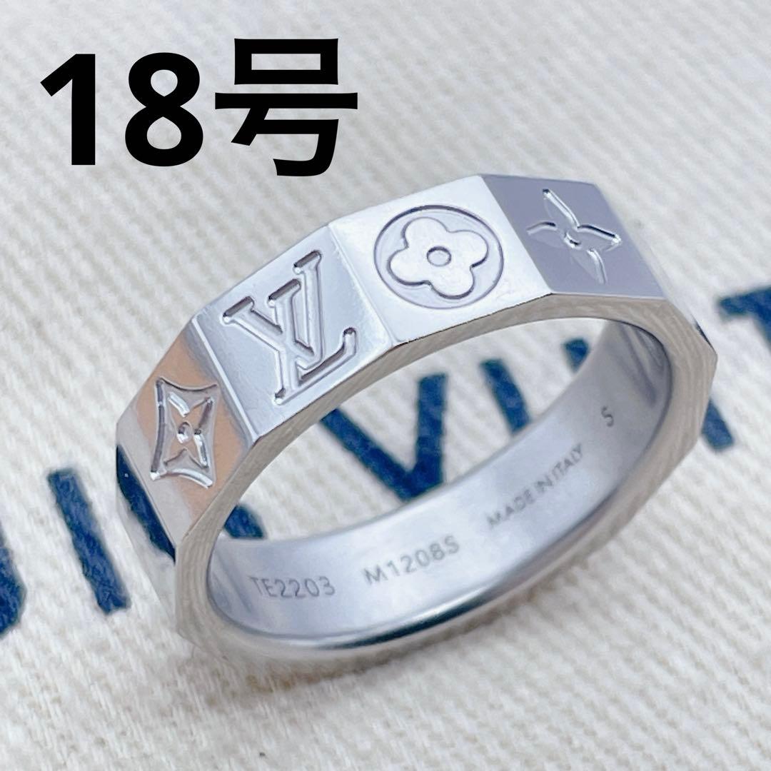 LOUIS VUITTON リング　モノグラム　キューブ　シルバー　ブロック