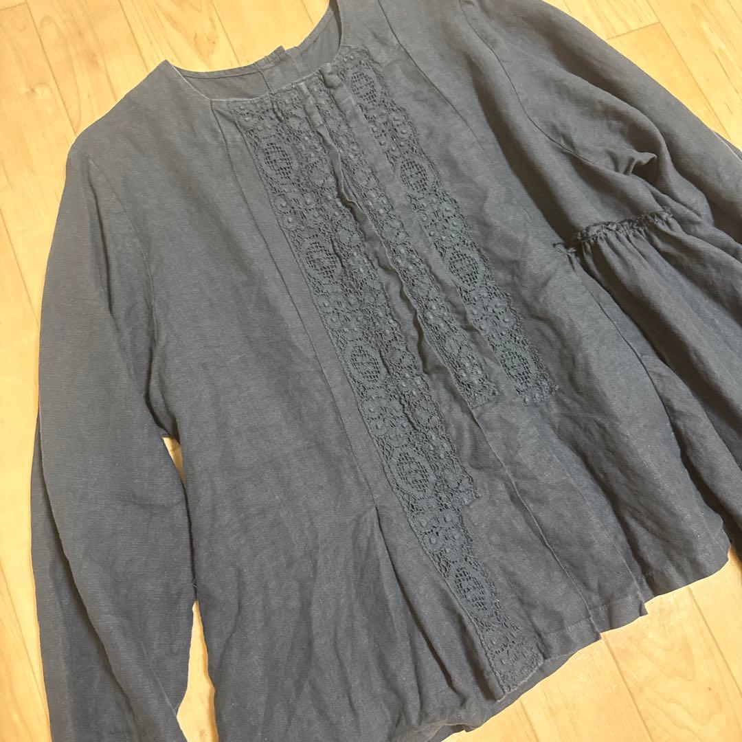 ネストローブ　nestRobe リネン クルーニーレースブラウス