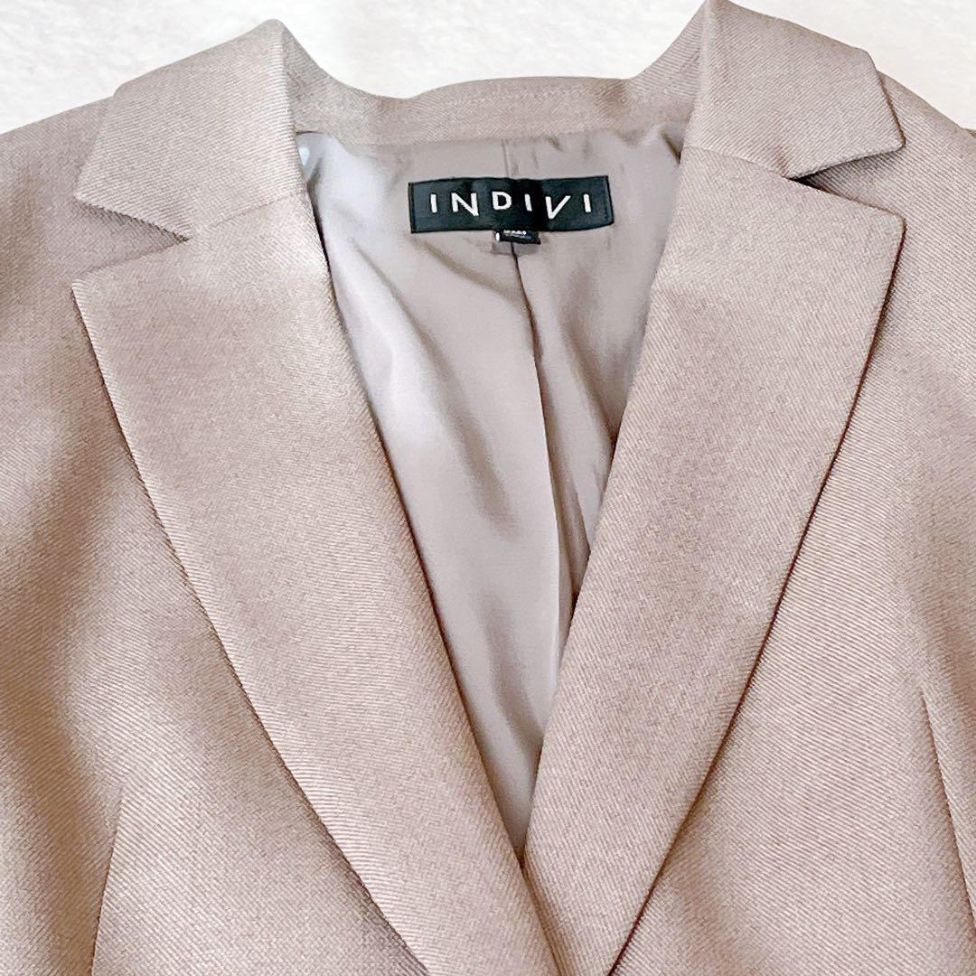 未使用級✨インディヴィ パンツスーツ セットアップ　ベージュ　Mサイズ　洗える