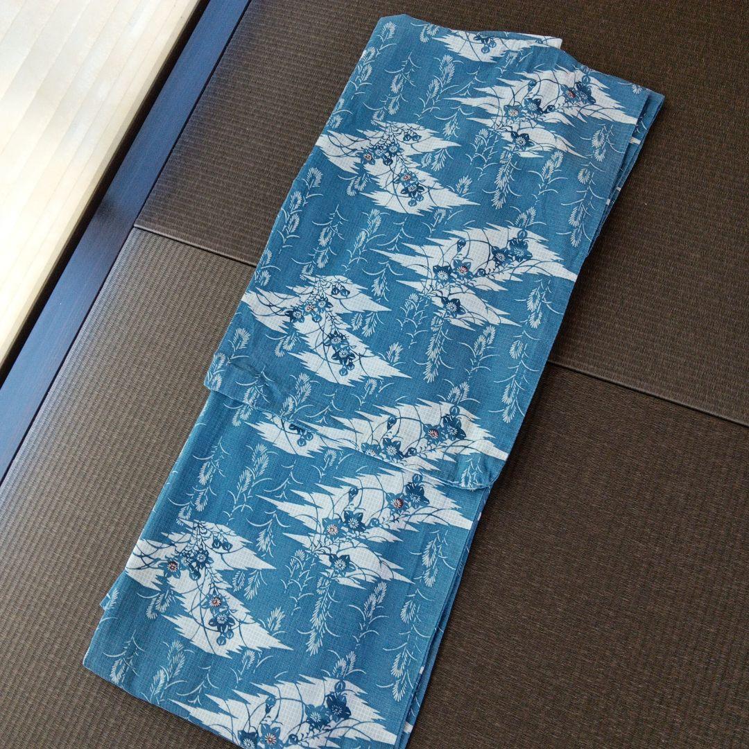 p*ん様 竺仙？　綿紅梅　紅梅小紋　ススキにキキョウ　秋草柄