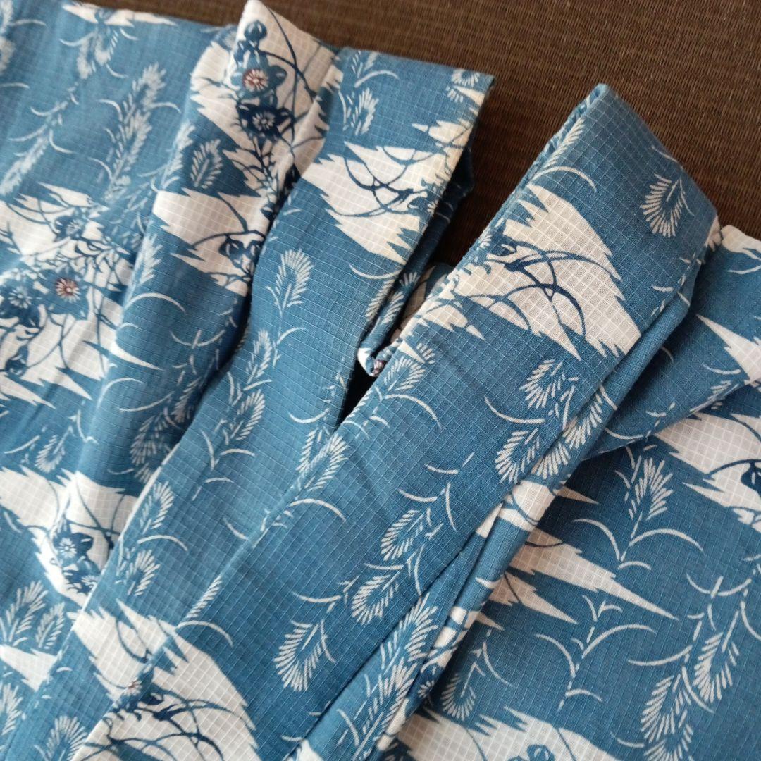 p*ん様 竺仙？　綿紅梅　紅梅小紋　ススキにキキョウ　秋草柄