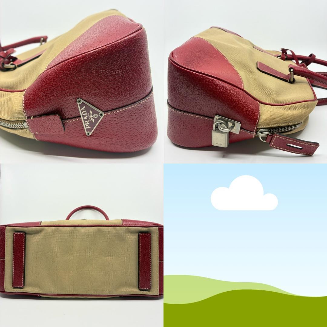 PRADA プラダ キャンバス×レザー ボストンバッグ A1356A5