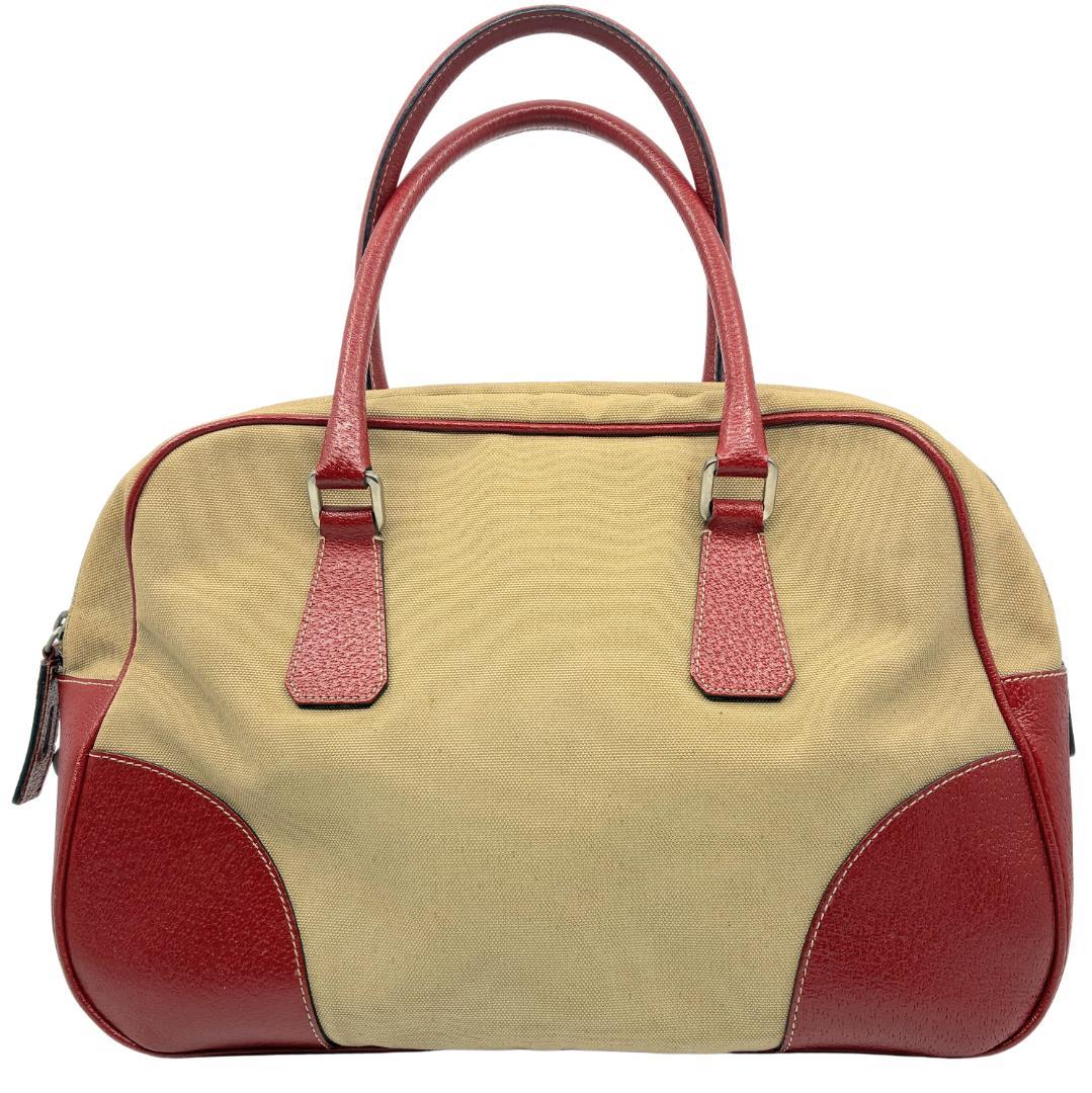 PRADA プラダ キャンバス×レザー ボストンバッグ A1356A5