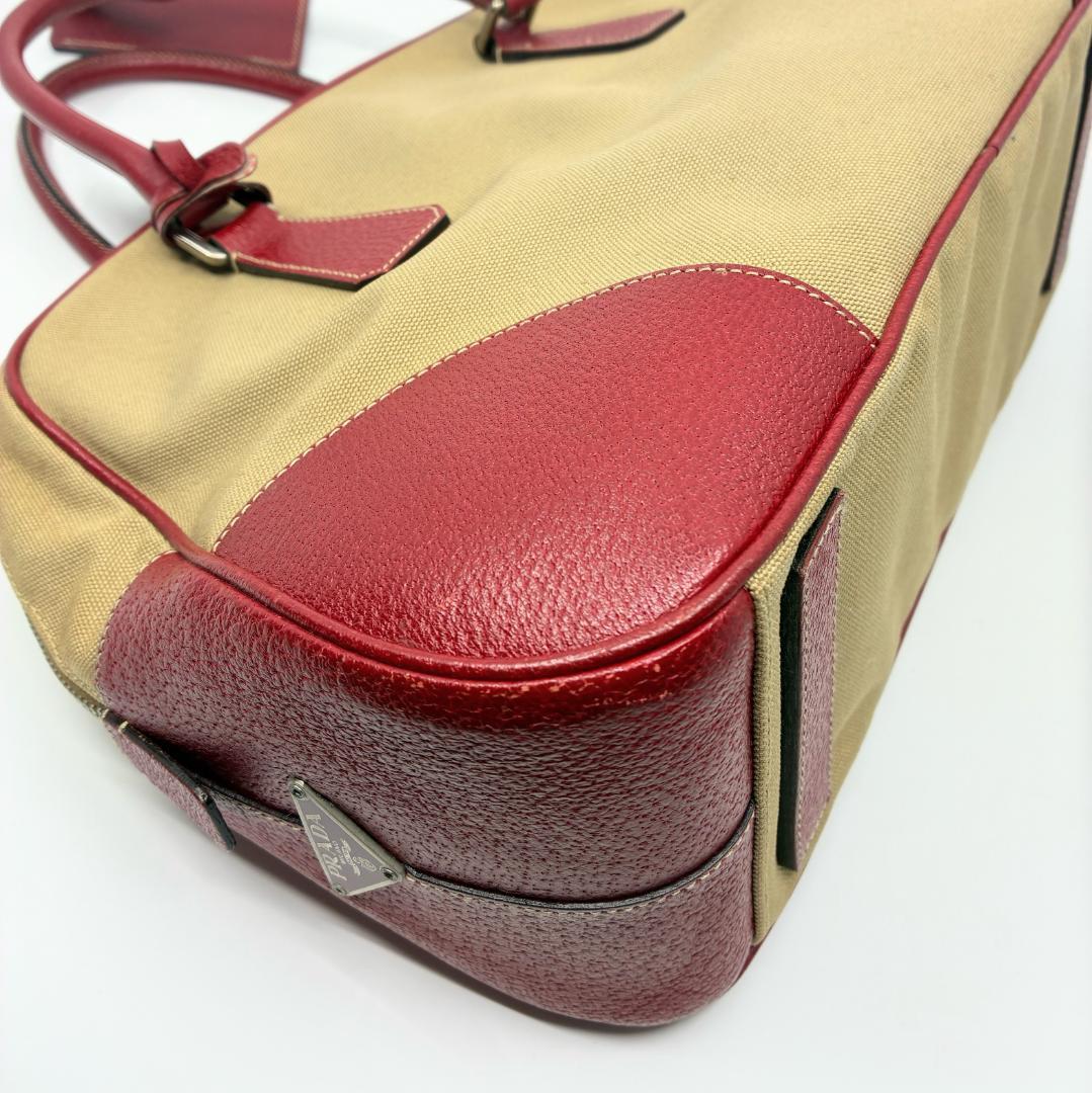 PRADA プラダ キャンバス×レザー ボストンバッグ A1356A5
