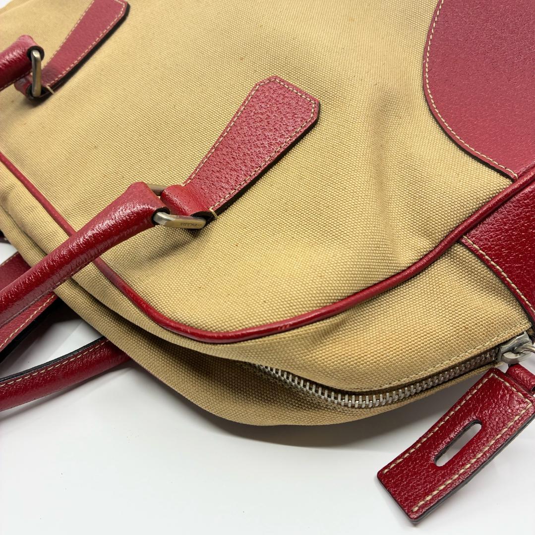 PRADA プラダ キャンバス×レザー ボストンバッグ A1356A5