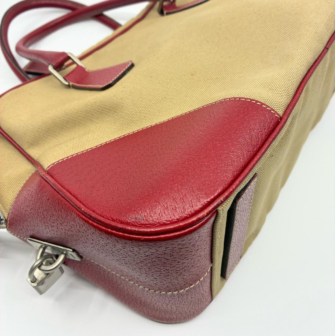 PRADA プラダ キャンバス×レザー ボストンバッグ A1356A5