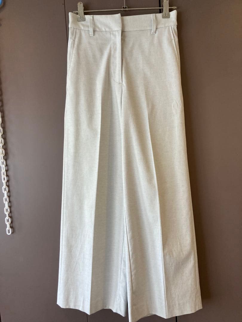 プラステ　リネンブレンドワイドパンツ　パンツスーツ　セットアップ　グレー　￼￼￼