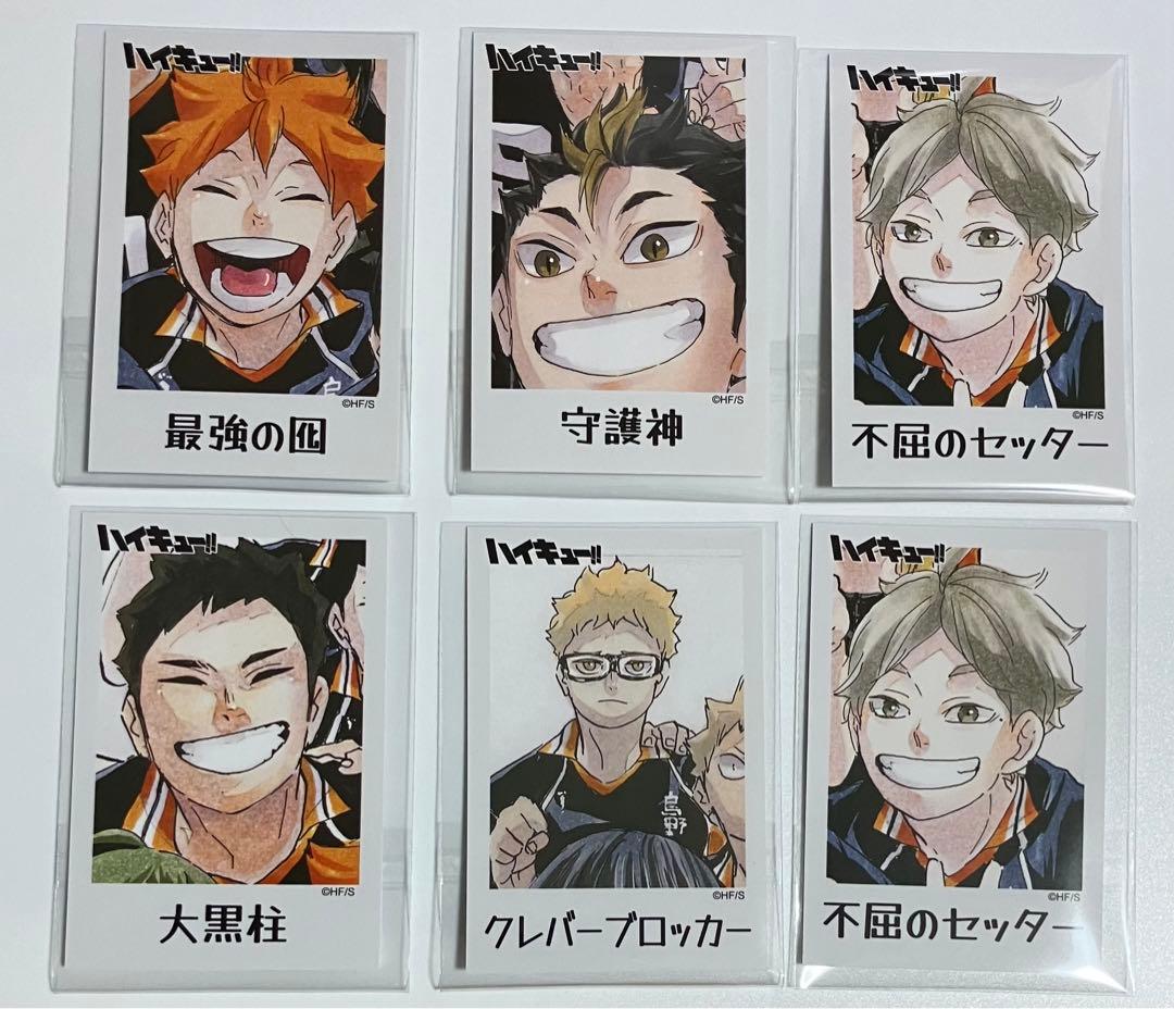 ハイキュー　烏野羽クッキー　両面イラストカード 6点セット