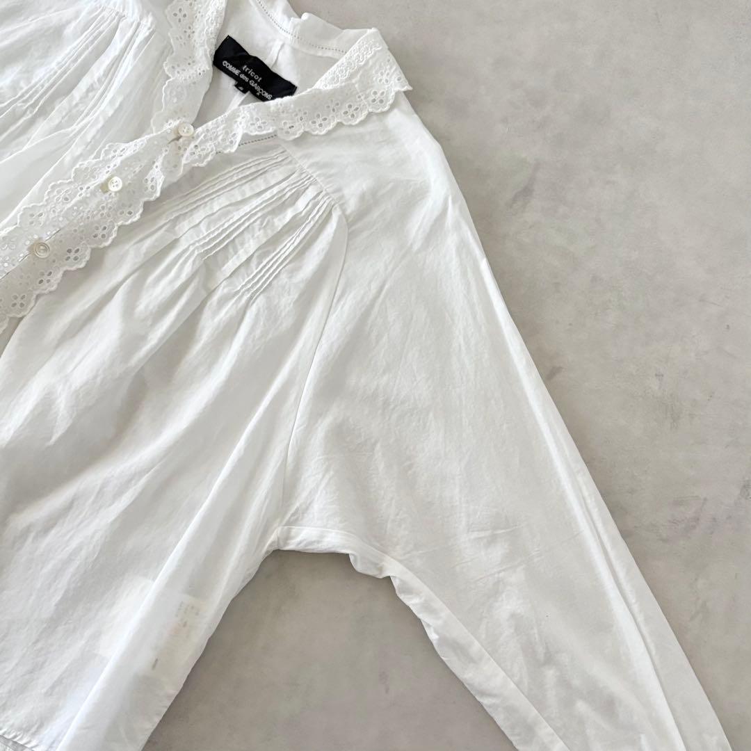 美品　トリココムデギャルソン　Aライン　フリル　刺繍　ギャザー　ブラウス