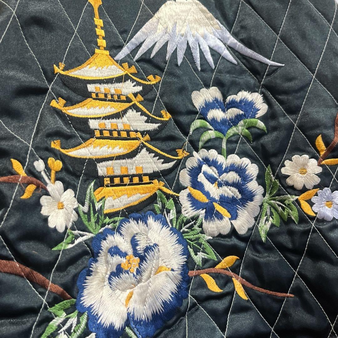 ベロア スカジャン 刺繍 鷲 龍 別珍 えんじ Y2K リバーシブル