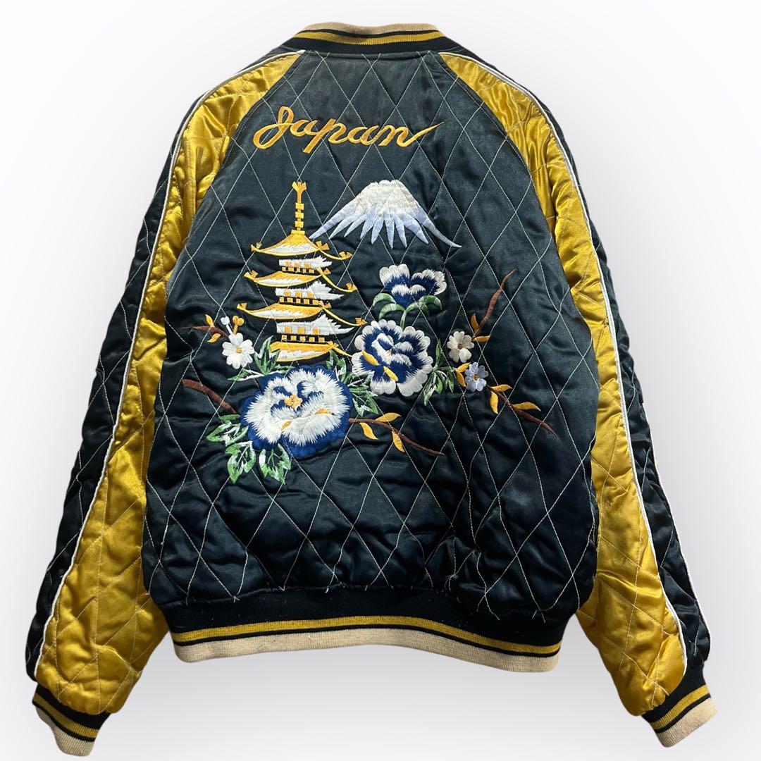 ベロア スカジャン 刺繍 鷲 龍 別珍 えんじ Y2K リバーシブル