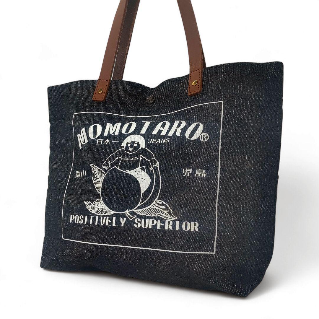桃太郎ジーンズ　トートバッグ　デニム　牛革