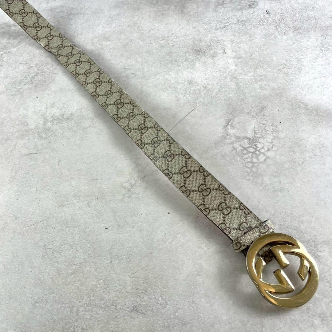 べん様　GUCCI グッチ　ベルト GG インターロッキング　総柄　レザー