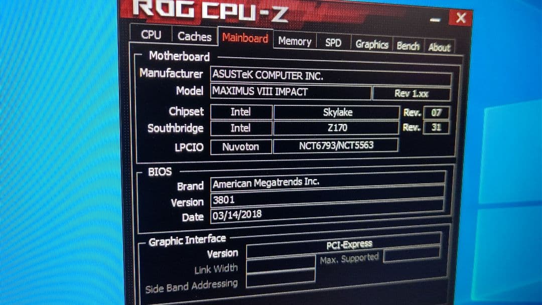 美品 ASUS MAXIMUS Ⅷ IMPACT Z170 最新BIOS更新済み