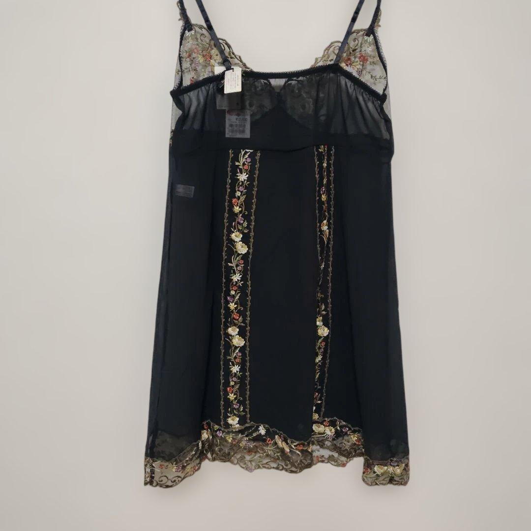 トレフル　花柄刺繍 シースルーキャミソール 黒85-85新品タグ付き