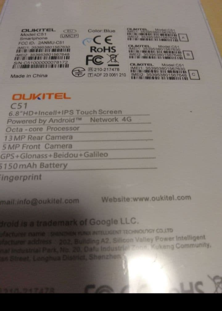 OUKITEL C51 128GB 16GB RAM スマートフォン　ブルー