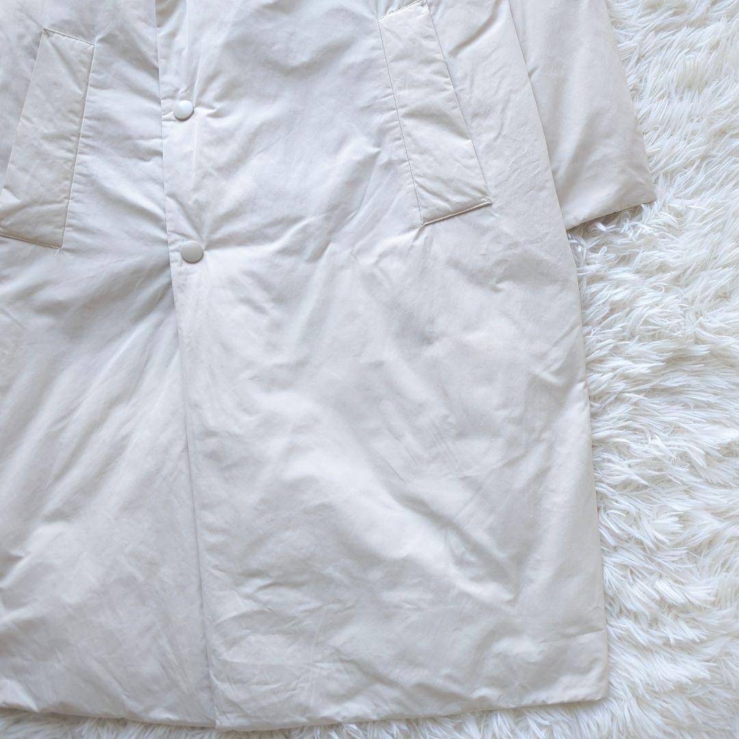 MACPHEE ノーカラーコート ダウン　ホワイト　アイボリー　グレージュ