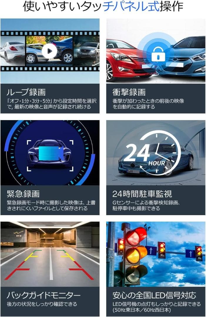 ドライブレコーダー ミラー型 4K高画質12インチIPS大画面&64GB
