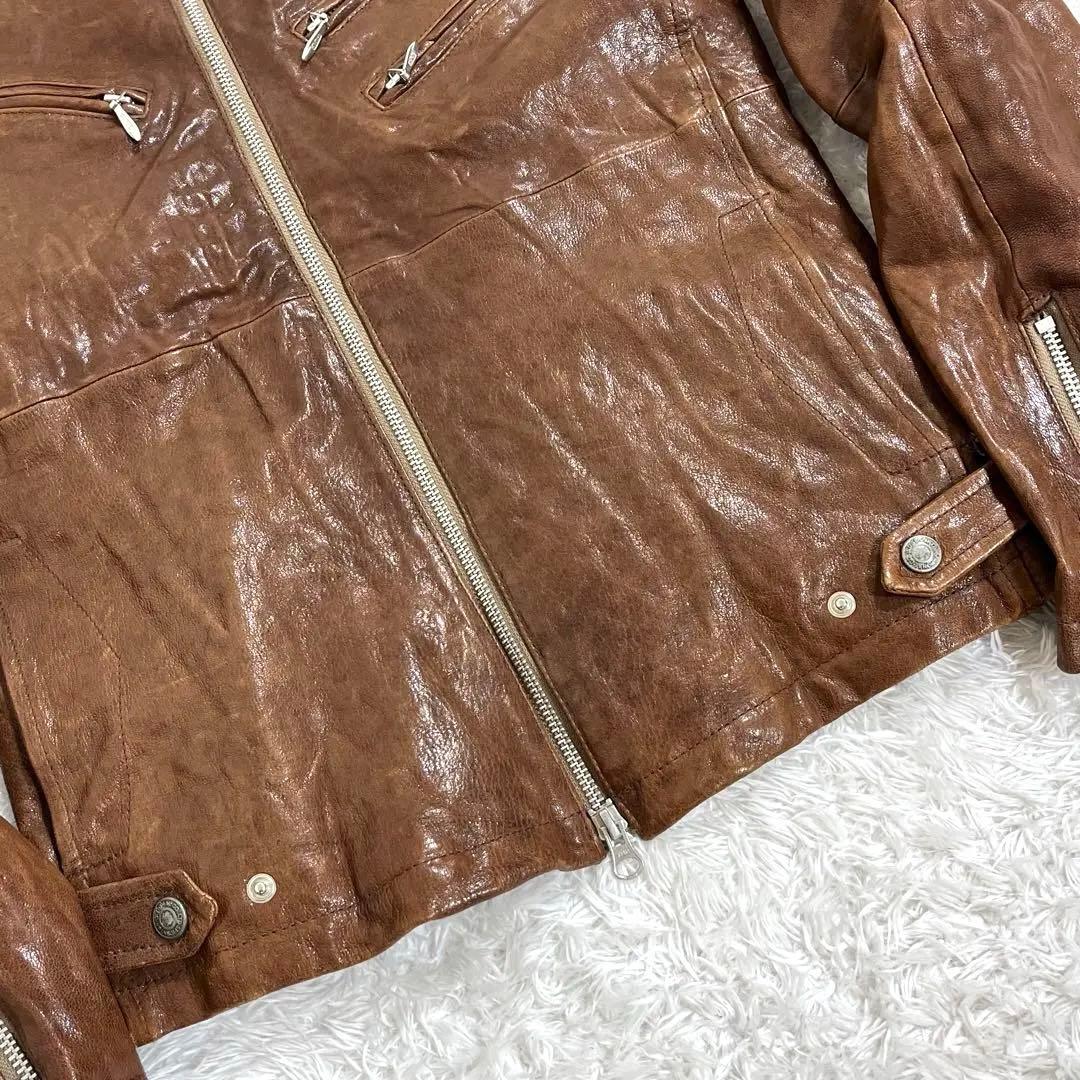 トルネードマート レザーシングルライダースジャケット y2kブラウン M