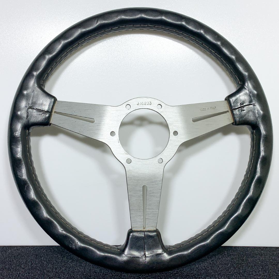 ナルディ クラシック シルバー スポーク レザー 33パイ ホーンボタン&ネジ付