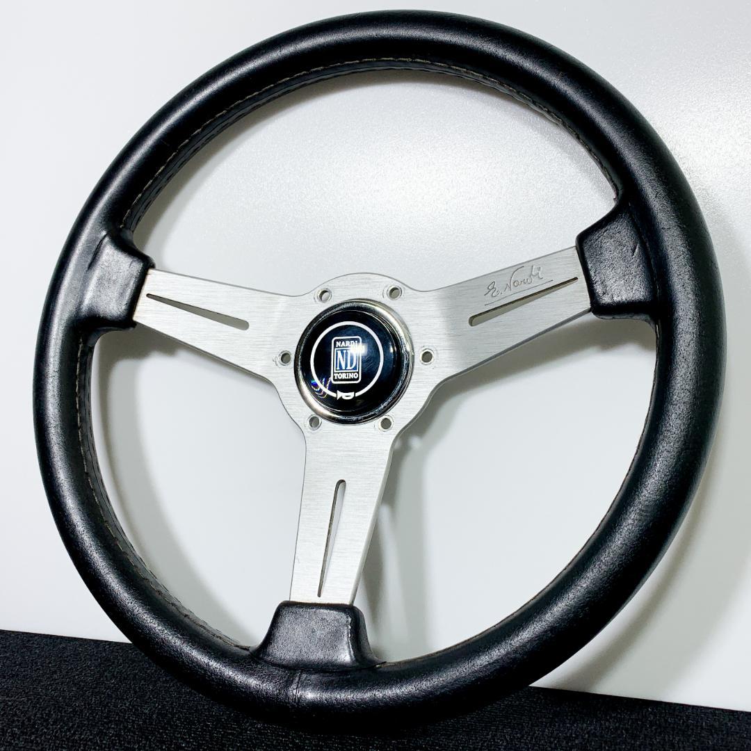 ナルディ クラシック シルバー スポーク レザー 33パイ ホーンボタン&ネジ付