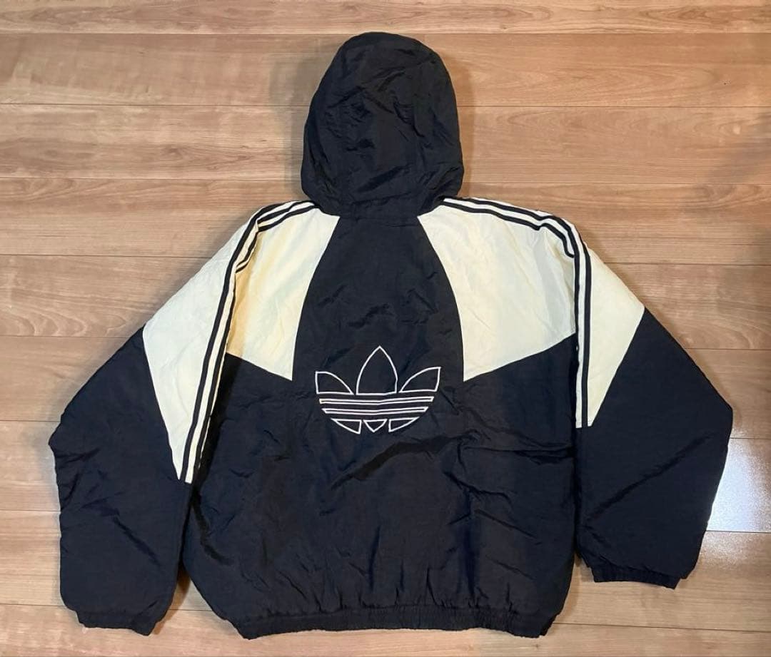 old adidas 古着 80s 刺繍ロゴ 中綿アウター 黒ジャケット 常田