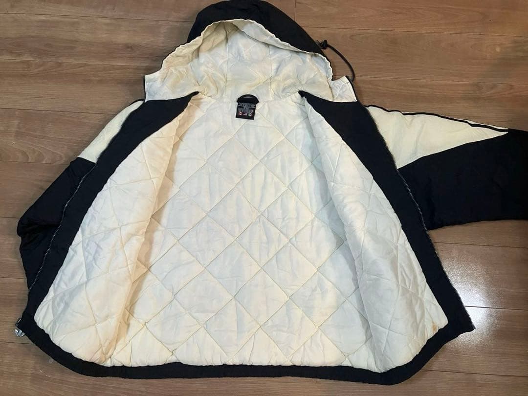 old adidas 古着 80s 刺繍ロゴ 中綿アウター 黒ジャケット 常田