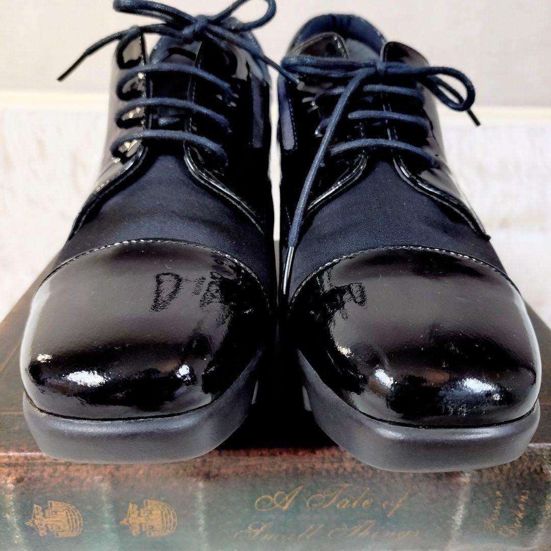 【極美品】HILLS AVENUE　ドレスシューズ　エナメル　切替　厚底　黒