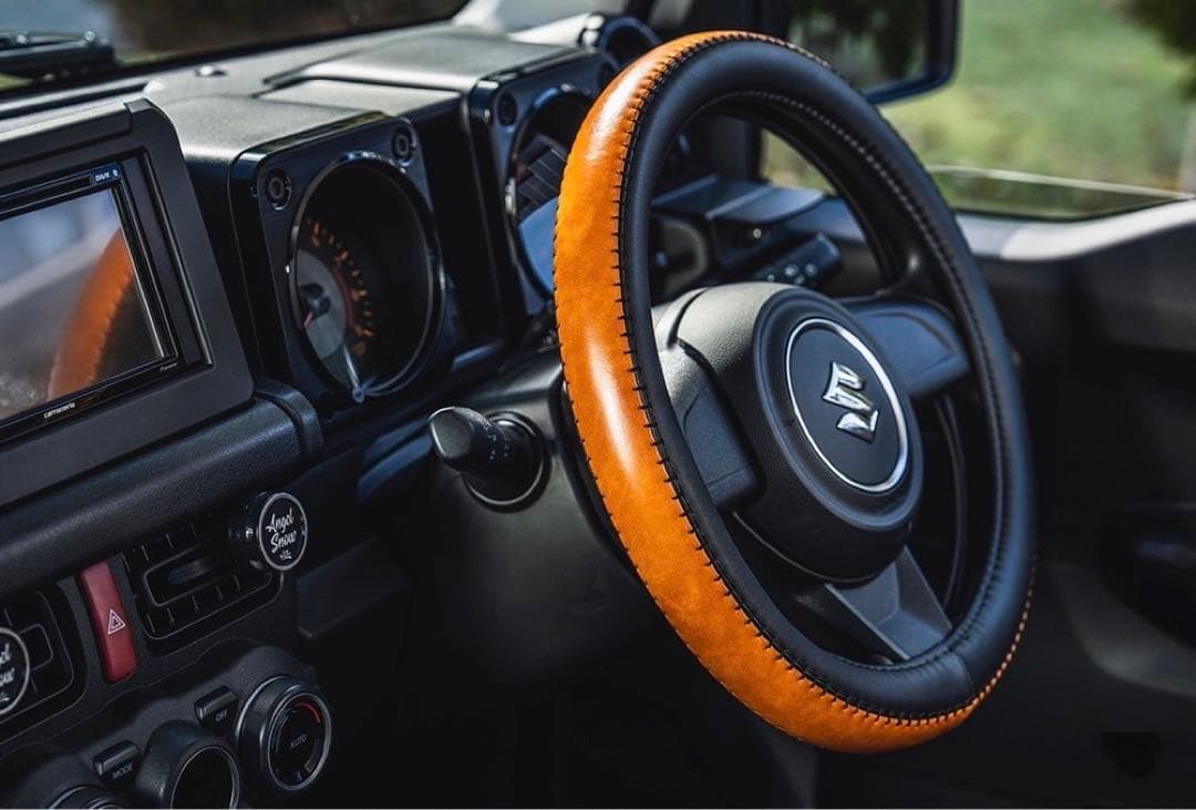 なっとうまぜまぜくん様ＪＢ64Ｗスペアタイヤカバーステアリングカバー　ダークブラ