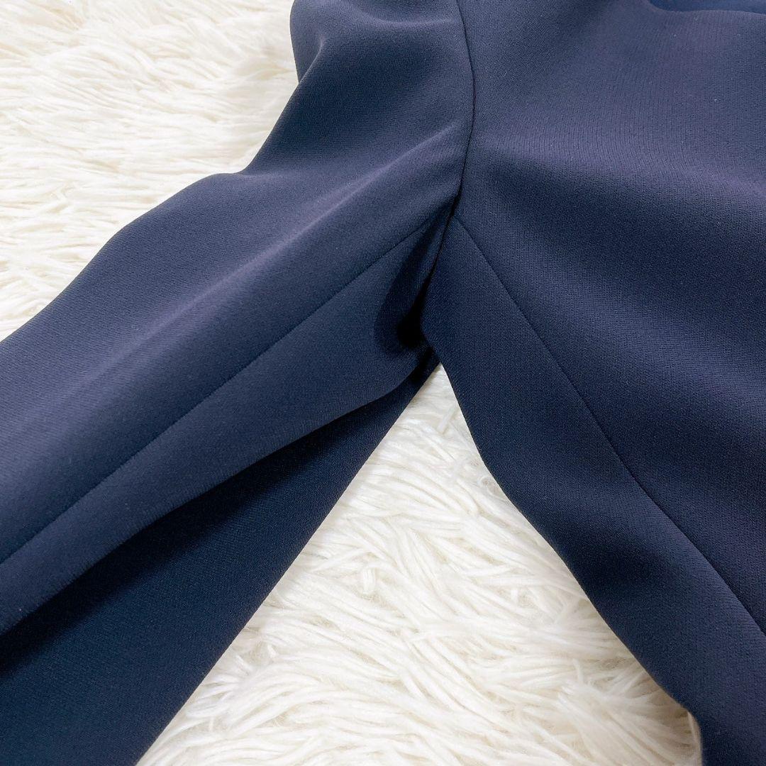 極美品　プラステ　ノーカラー　パンツスーツ　ネイビー　XS