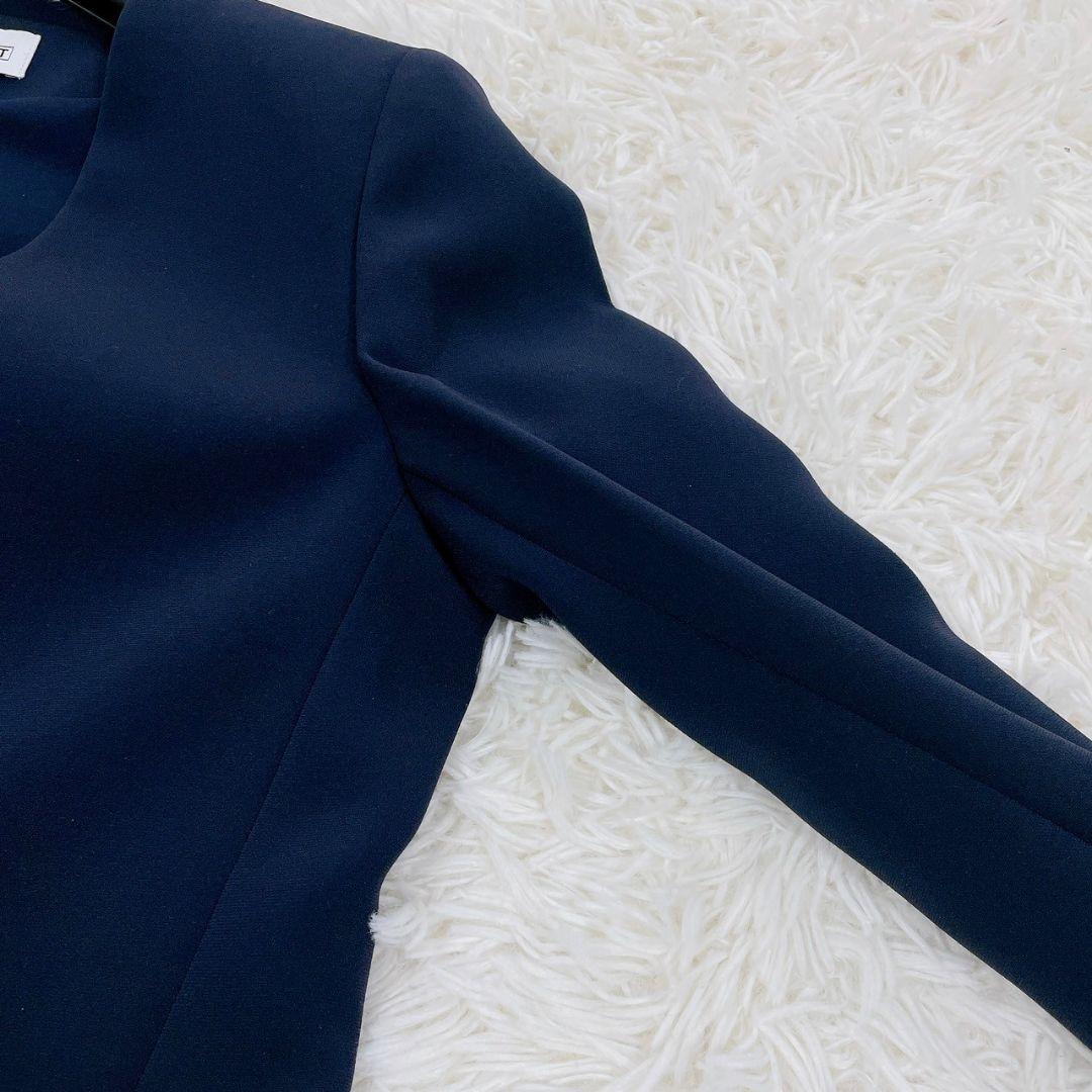 極美品　プラステ　ノーカラー　パンツスーツ　ネイビー　XS