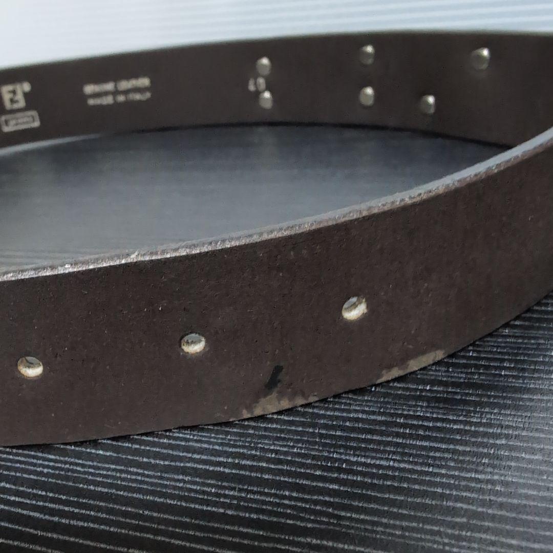 美品FENDI JEANS ロゴプレート レディースレザーベルト ダークブラウン